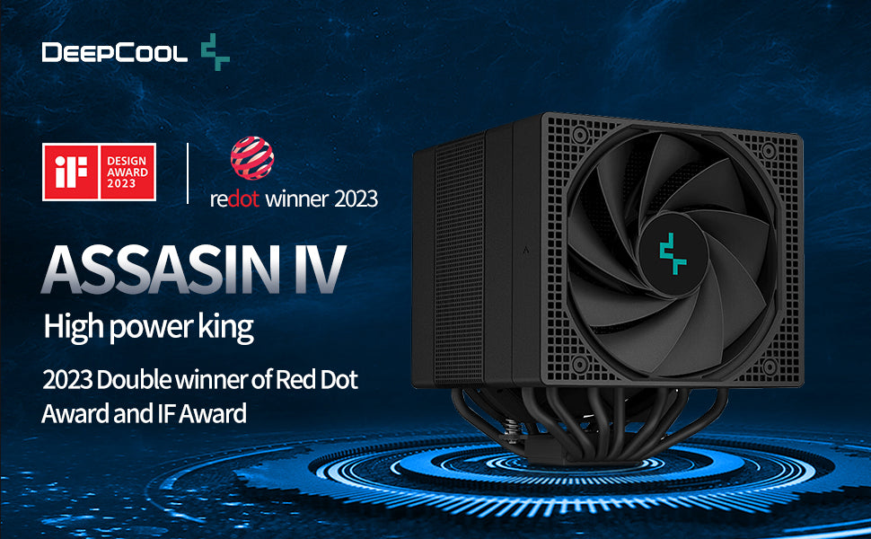 DeepCool ASSASSIN IV Premium CPU Air Cooler, Dual-Tower, 120/140mm FDB Fan Configuration, 7 Copper Heat Pipes, Quiet/Peformance Mode Switch