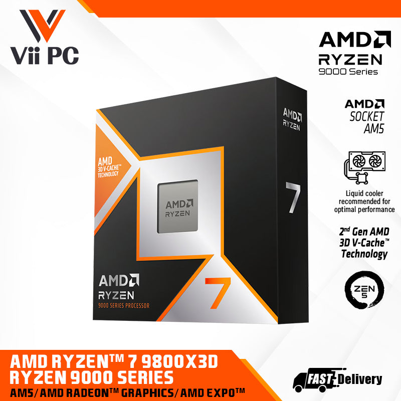 AMD Ryzen™ 7 Ryzen 7 9800X3D Desktop Processor - Ryzen 9000 Series (8-Cores, 16-Threads, Socket AM5, 120W, AMD Radeon™ Graphics) (TRAY)