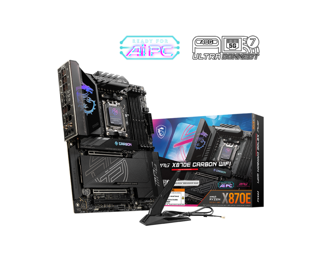 MSI MPG X870E CARBON WIFI AM5 ATX Motherboard + AMD Ryzen™ 7 9800X3D Desktop Processor BUNDLE