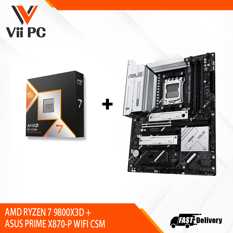 AMD RYZEN 7 9800X3D TRAY + ASUS PRIME X870-P WIFI CSM BUNDLE