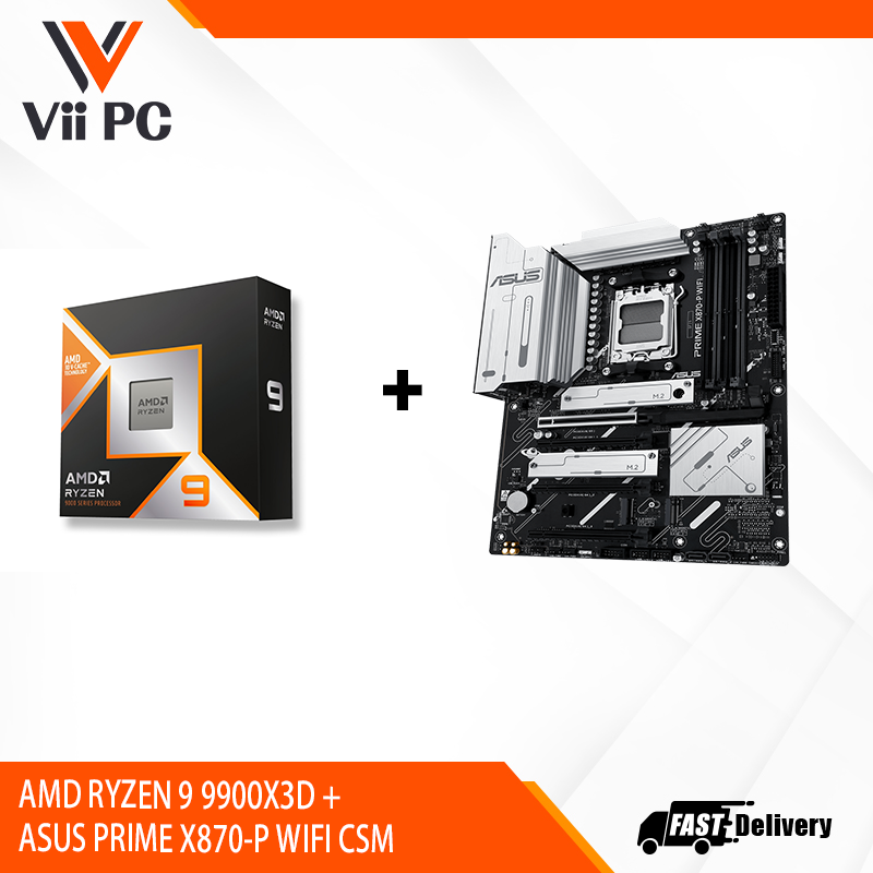 AMD RYZEN 9 9900X3D TRAY + ASUS PRIME X870-P WIFI CSM BUNDLE
