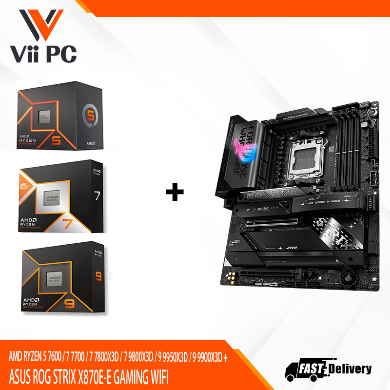 AMD RYZEN 5 7600 / 7 7700 / 7 7800X3D / 7 9800X3D / 9 9950X3D / 9 9900X3D TRAY + ASUS ROG STRIX X870E-E GAMING WIFI