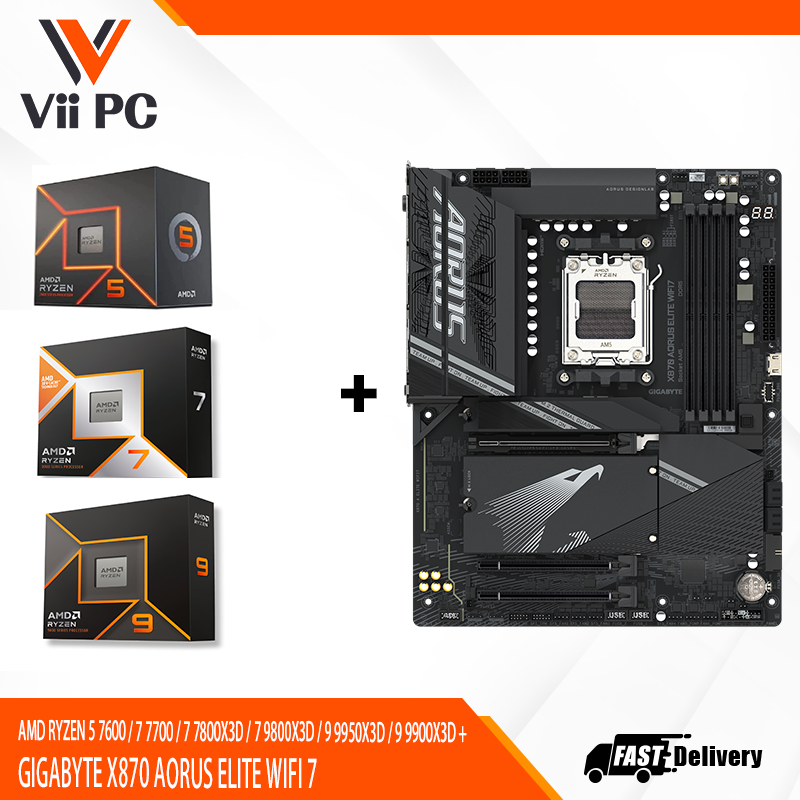 AMD RYZEN 5 7600 / 7 7700 / 7 7800X3D / 7 9800X3D / 9 9950X3D / 9 9900X3D + GIGABYTE X870 AORUS ELITE WIFI 7