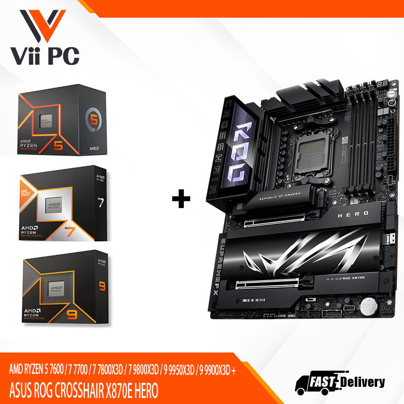 AMD RYZEN 5 7600 / 7 7700 / 7 7800X3D / 7 9800X3D / 9 9950X3D / 9 9900X3D + ASUS ROG CROSSHAIR X870E HERO