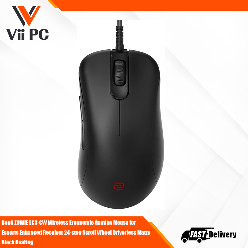 BenQ ZOWIE EC3-CW Wireless Ergonomic Gaming Mouse for Esports Enhanced Receiver 24-step Scroll Wheel Driverless Matte Black Coating
