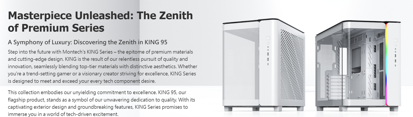 Montech KING 95 WHITE Tempered Glass ATX Middle Tower Case (Dynamic Duo Airflow Modes)