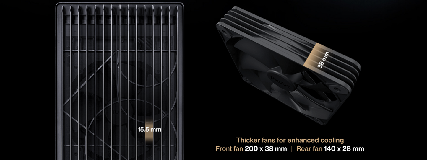ASUS ProArt PA602 E-ATX Mid Tower - 420mm radiator support, one 140mm and two 200mm pre-installed system fans