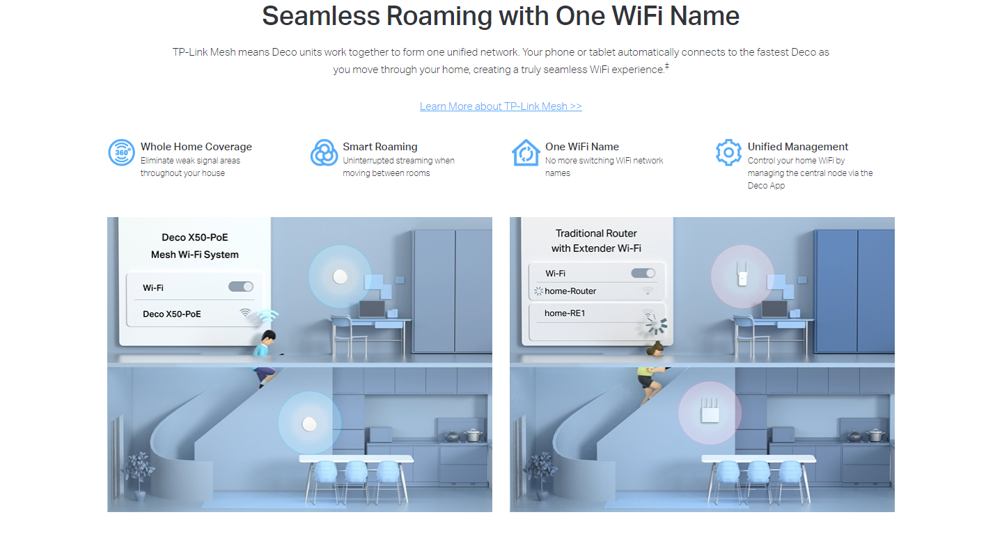 TP-LINK DECO X50-PoE AX3000 Whole Home Mesh WiFi 6 System with PoE - 3 Pack
