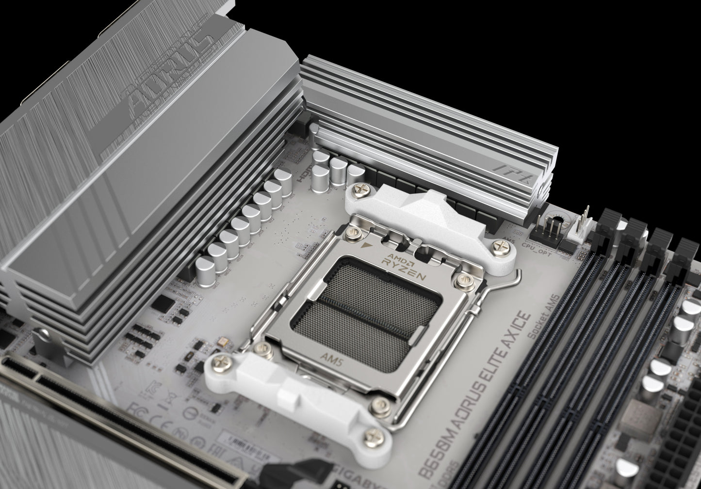 GIGABYTE B650M AORUS ELITE AX ICE AMD Socket AM5/ICE Series/Wi-Fi 6E/DDR5 Support/NVMe SSD Ready/2.5GbE LAN MATX Gaming Motherboard