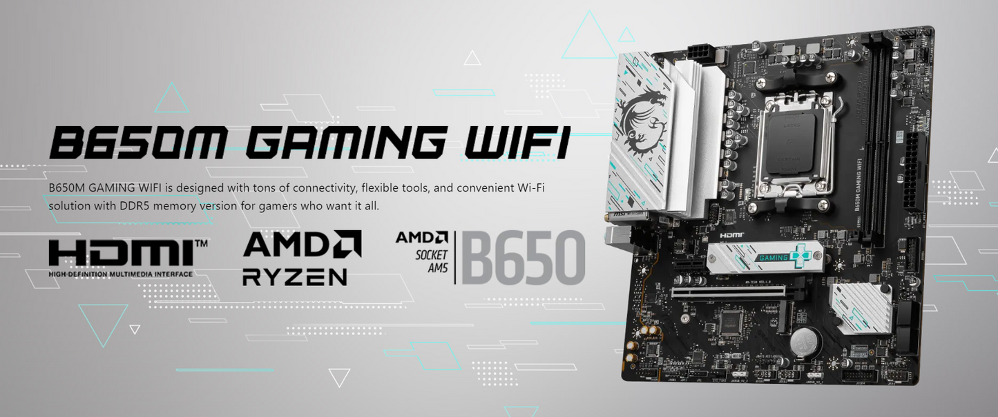 MSI B650M GAMING WIFI Socket AM5 2x M.2 Motherboard