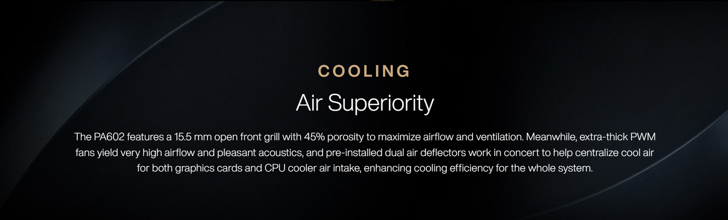ASUS ProArt PA602 E-ATX Mid Tower - 420mm radiator support, one 140mm and two 200mm pre-installed system fans