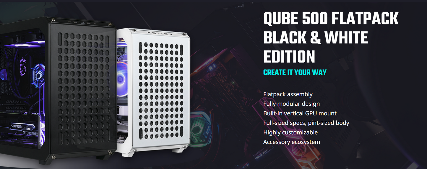 COOLER MASTER QUBE 500 FLATPACK QUBE Series ATX MID TOWER BLACK & WHITE EDITION CASE