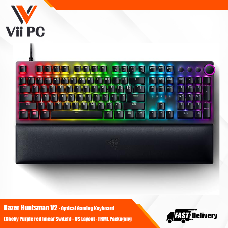Razer Huntsman V2 - Optical Gaming Keyboard (Clicky Purple red linear Switch) - US Layout - FRML Packaging