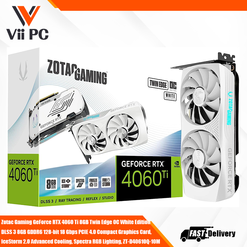 Zotac Gaming GeForce RTX 4060 Ti 8GB GDDR6 Twin Edge OC White Edition Compact Graphics Card