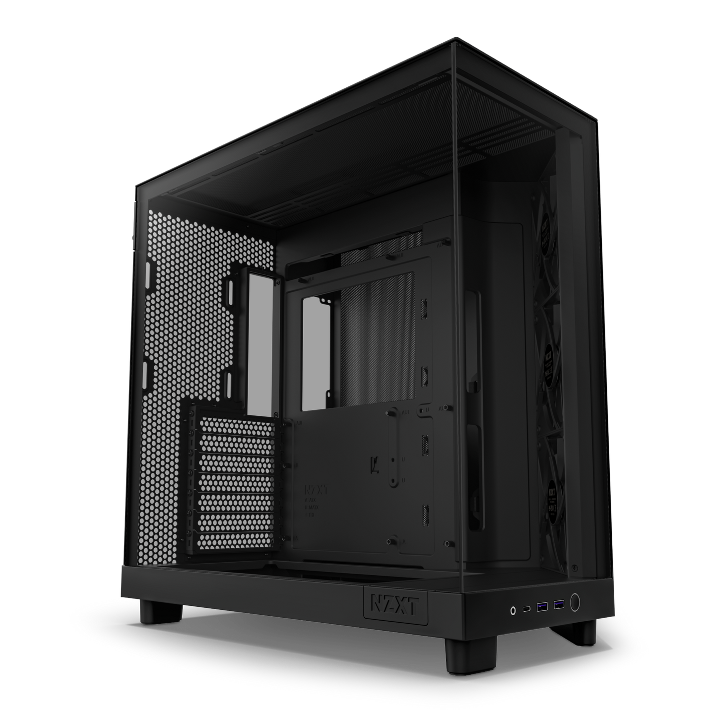 NZXT H6 FLOW (3 F120Q Airflow fans) / H6 FLOW RGB (3 F120 RGB Core fans) - Compact Dual-Chamber Mid-Tower Airflow Case (Black/White)