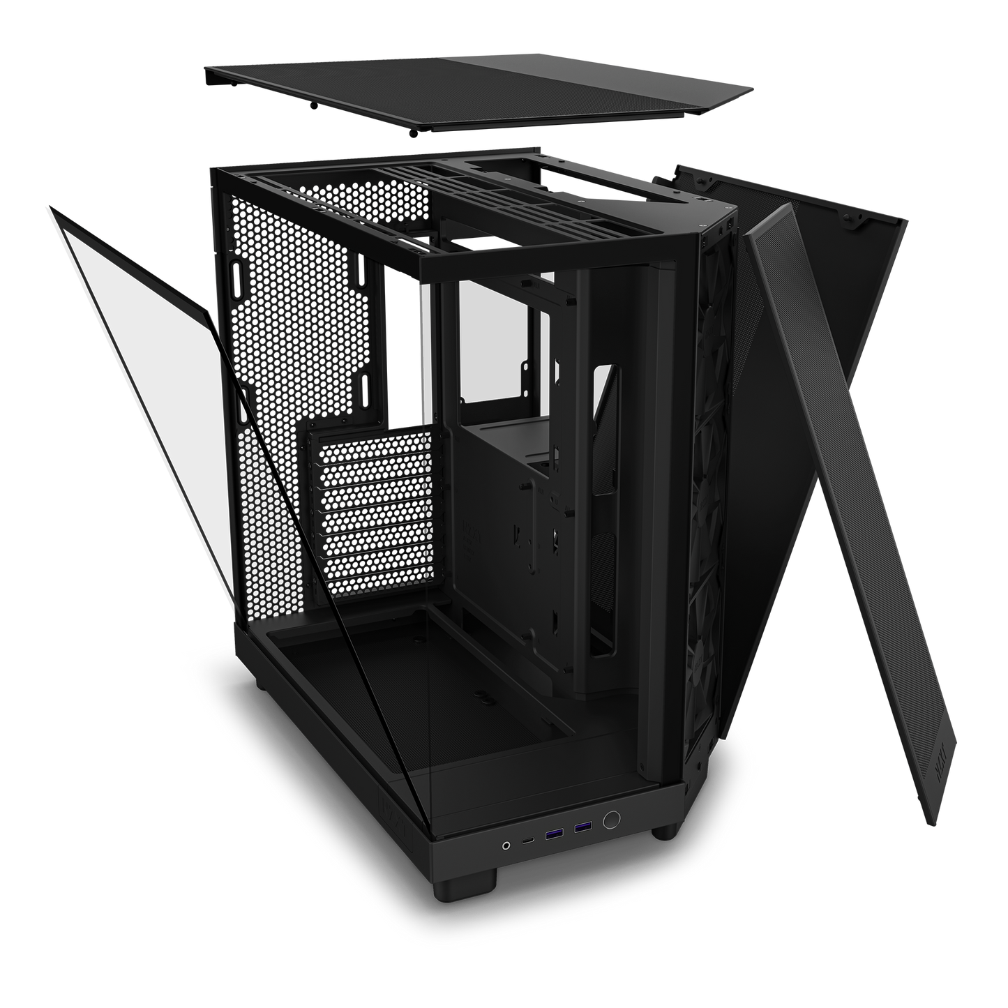 NZXT H6 FLOW (3 F120Q Airflow fans) / H6 FLOW RGB (3 F120 RGB Core fans) - Compact Dual-Chamber Mid-Tower Airflow Case (Black/White)