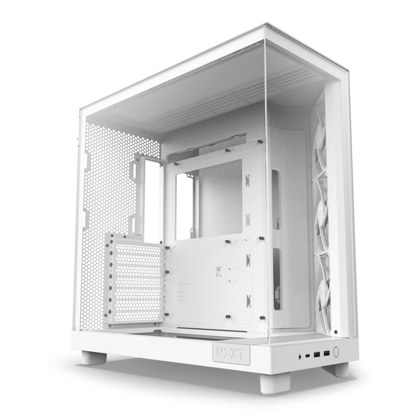 NZXT H6 FLOW (3 F120Q Airflow fans) / H6 FLOW RGB (3 F120 RGB Core fans) - Compact Dual-Chamber Mid-Tower Airflow Case (Black/White)