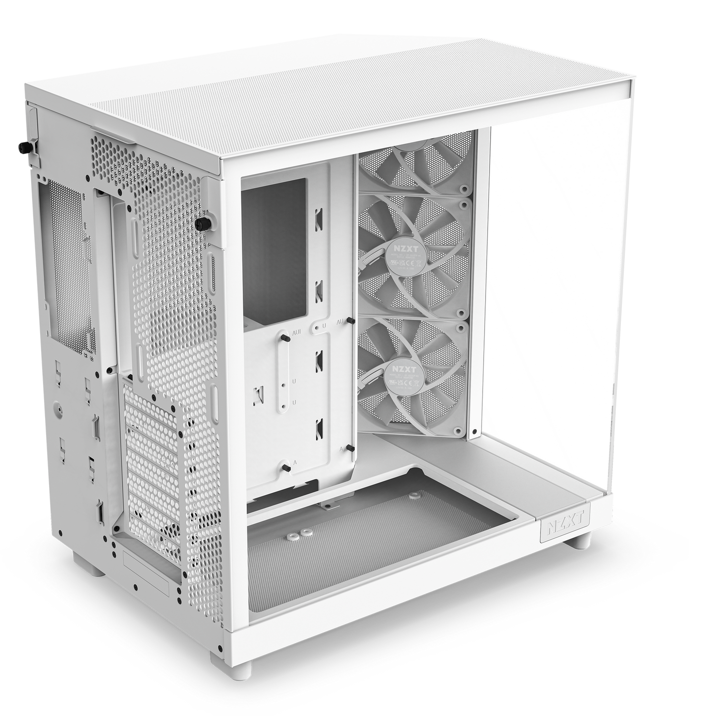 NZXT H6 FLOW (3 F120Q Airflow fans) / H6 FLOW RGB (3 F120 RGB Core fans) - Compact Dual-Chamber Mid-Tower Airflow Case (Black/White)