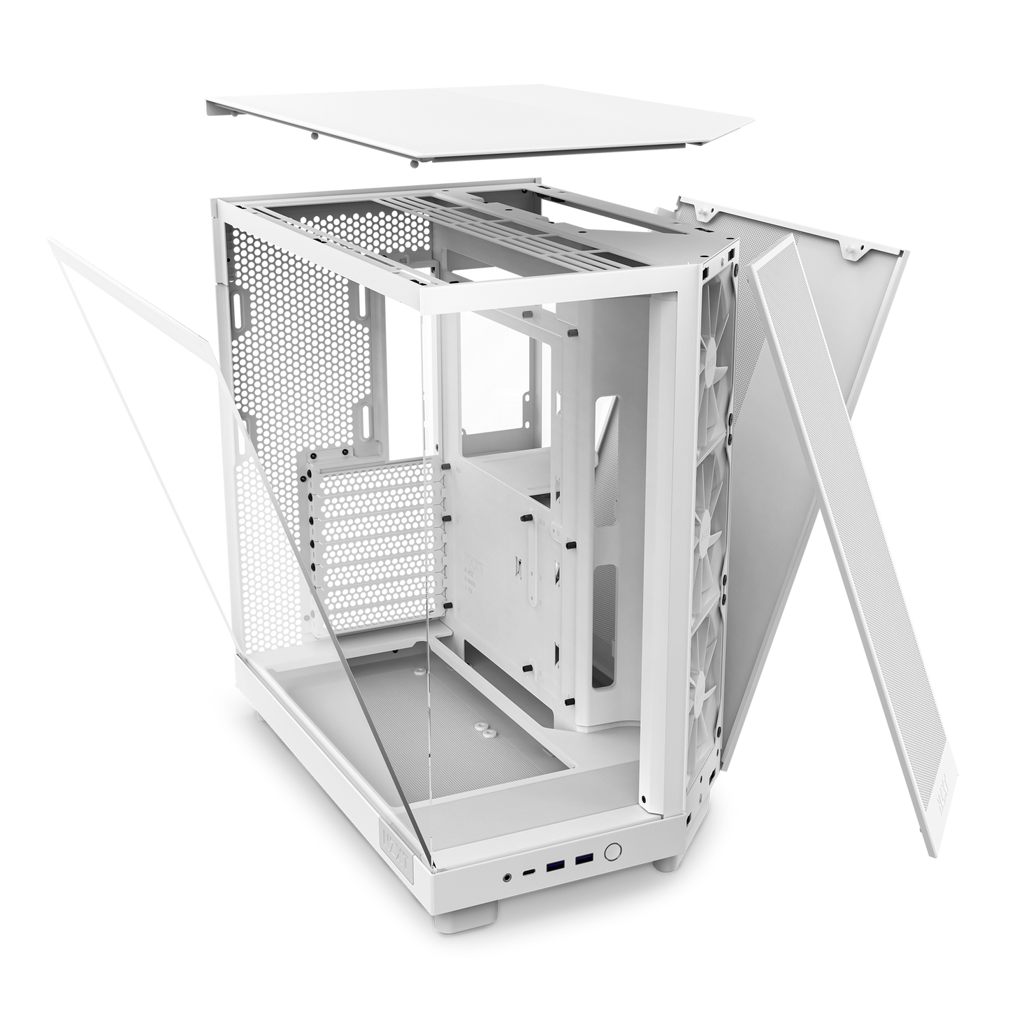 NZXT H6 FLOW (3 F120Q Airflow fans) / H6 FLOW RGB (3 F120 RGB Core fans) - Compact Dual-Chamber Mid-Tower Airflow Case (Black/White)