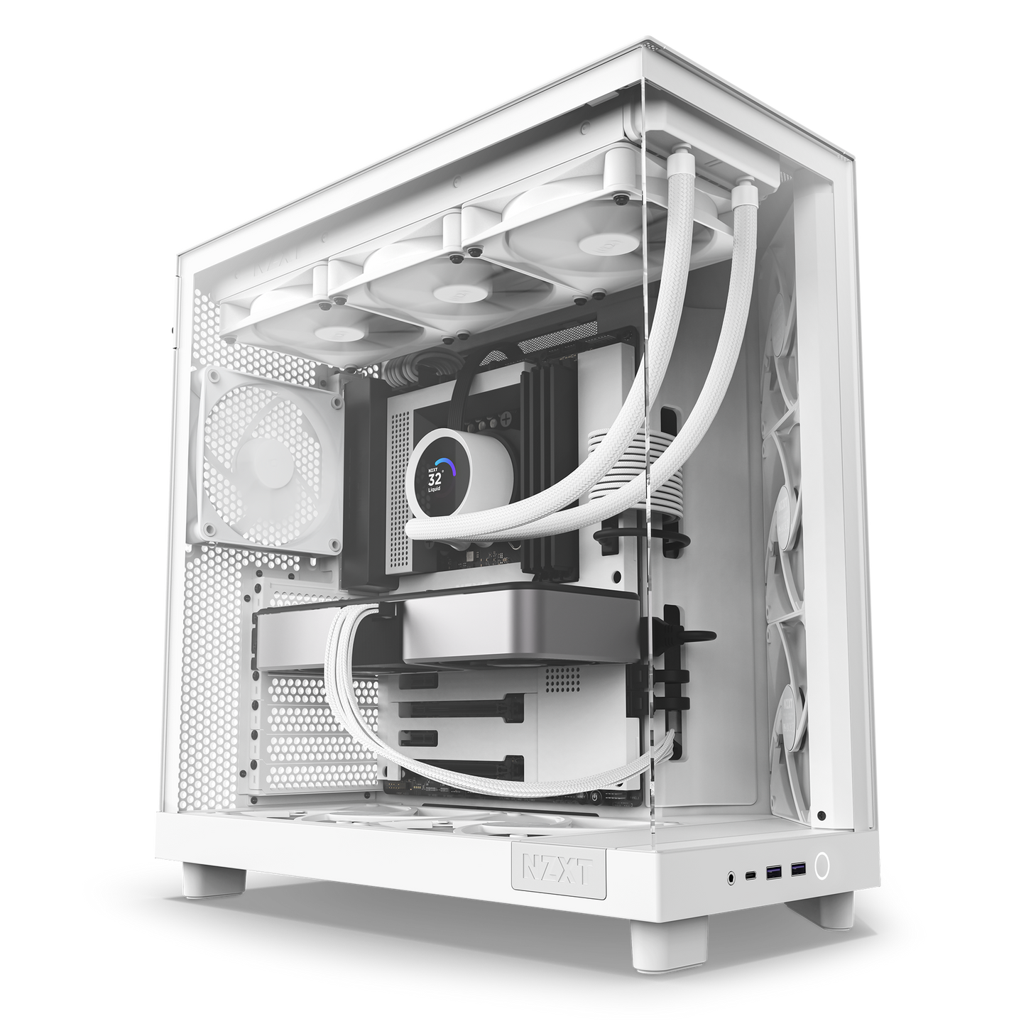 NZXT H6 FLOW (3 F120Q Airflow fans) / H6 FLOW RGB (3 F120 RGB Core fans) - Compact Dual-Chamber Mid-Tower Airflow Case (Black/White)