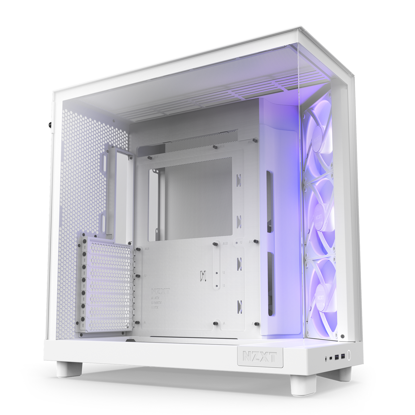 NZXT H6 FLOW (3 F120Q Airflow fans) / H6 FLOW RGB (3 F120 RGB Core fans) - Compact Dual-Chamber Mid-Tower Airflow Case (Black/White)