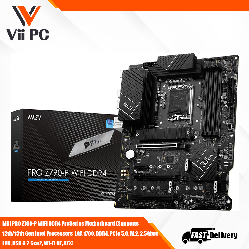 MSI PRO Z790-P WiFi DDR4 ProSeries Motherboard (Supports 12th/13th Gen Intel Processors, LGA 1700, DDR4, PCIe 5.0, M.2, 2.5Gbps LAN, USB 3.2 Gen2, Wi-Fi 6E, ATX)
