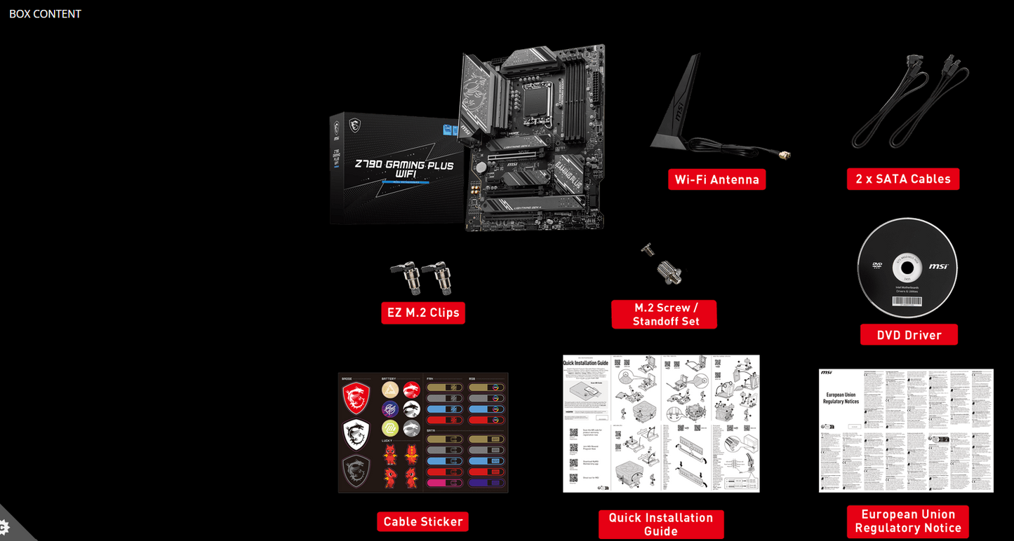 MSI Z790 GAMING PLUS WIFI 6E DDR5 PCIe 5.0, Lightning Gen 4 x4 M.2 with M.2 Shield Frozr LGA 1700 ATX Motherboard