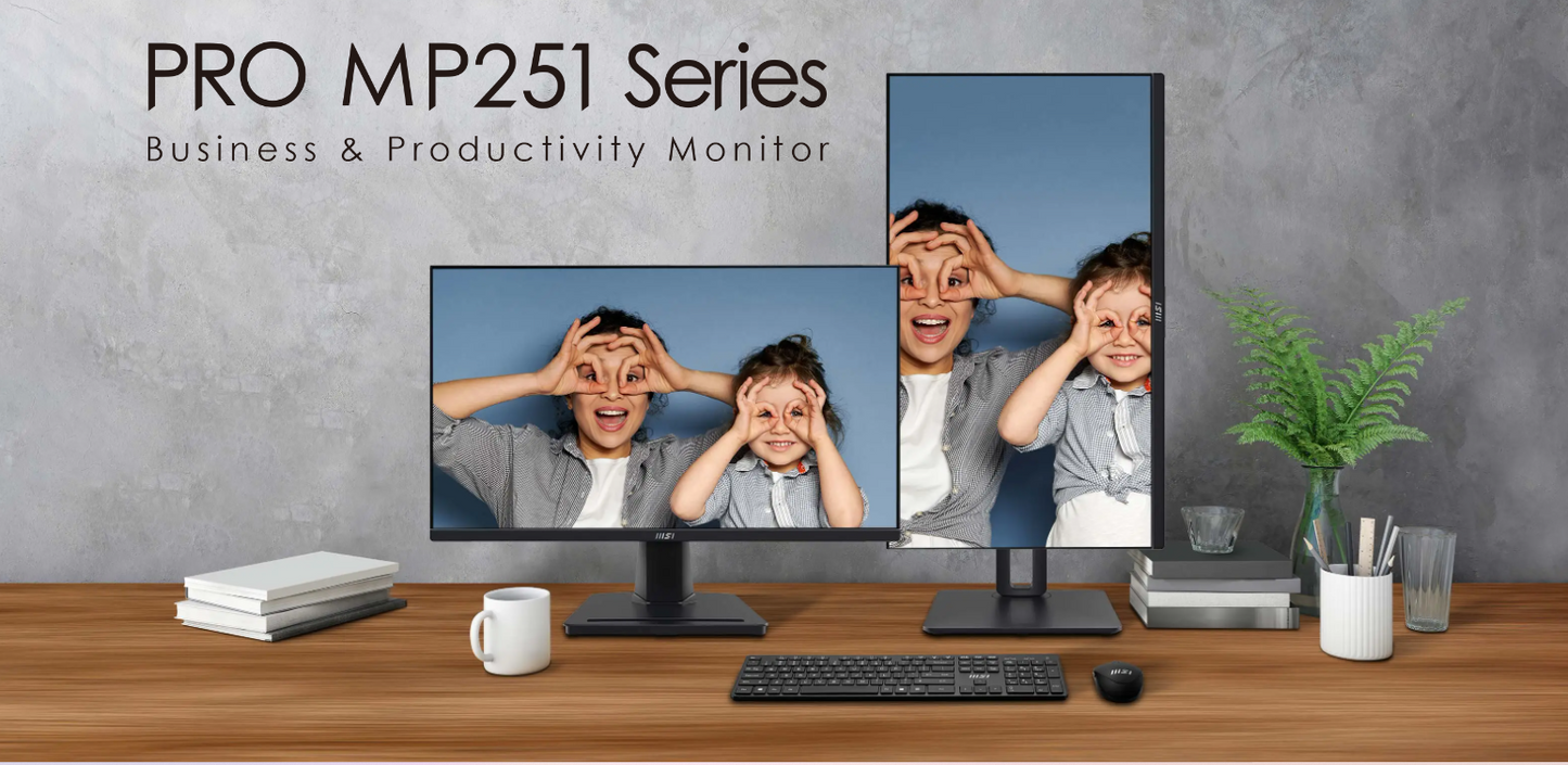 MSI PRO MP251 Business Productivity Monitor - 24.5" FHD, Flatscreen, IPS Panel, 100hz, 1ms(MPRT), Built-in Speaker, EyesErgo Tech