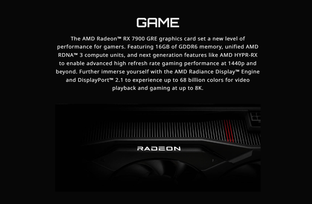 GIGABYTE Radeon RX 7900 GRE GAMING OC 16GB GDDR6 Graphics Cards