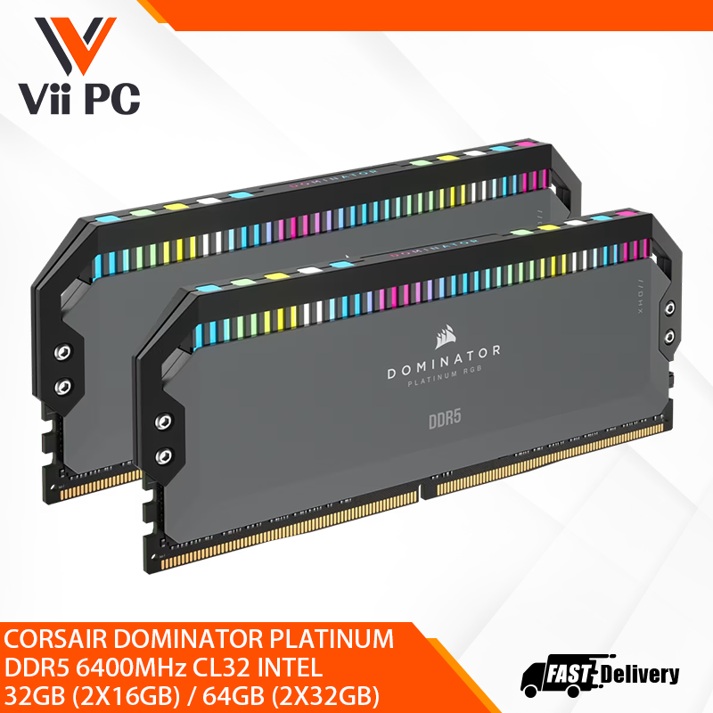 CORSAIR DOMINATOR PLATINUM DDR5 6400MHz CL32 INTEL 32GB (2X16GB) / 64GB (2X32GB)