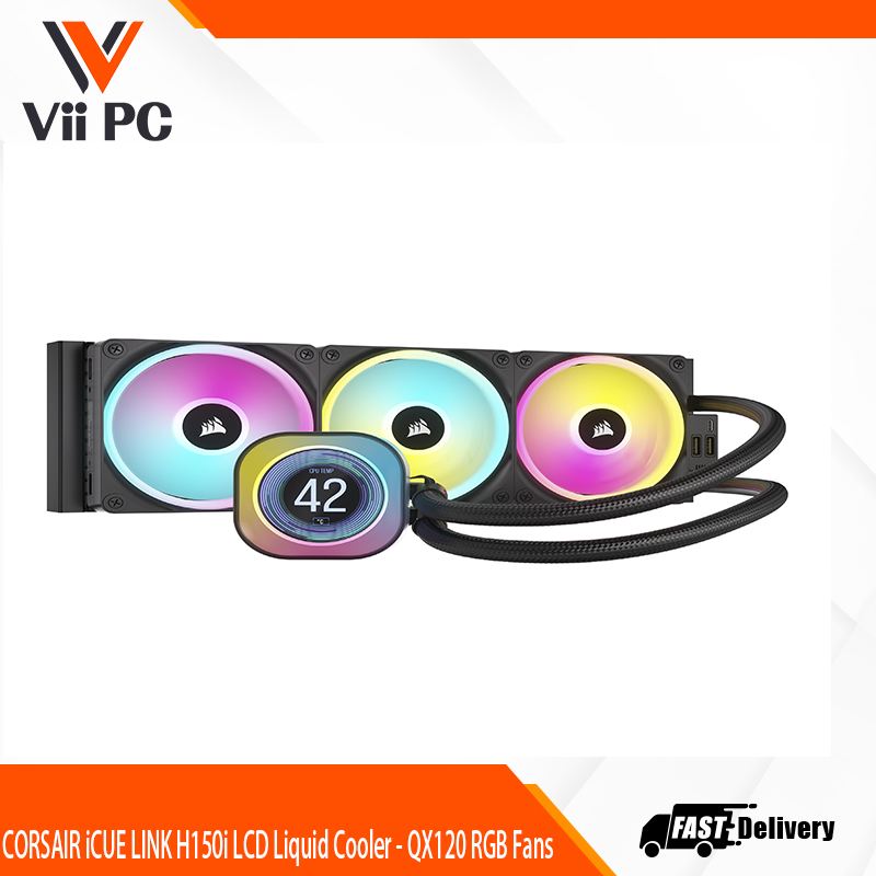 CORSAIR iCUE LINK H150i LCD Liquid Cooler - QX120 RGB Fans