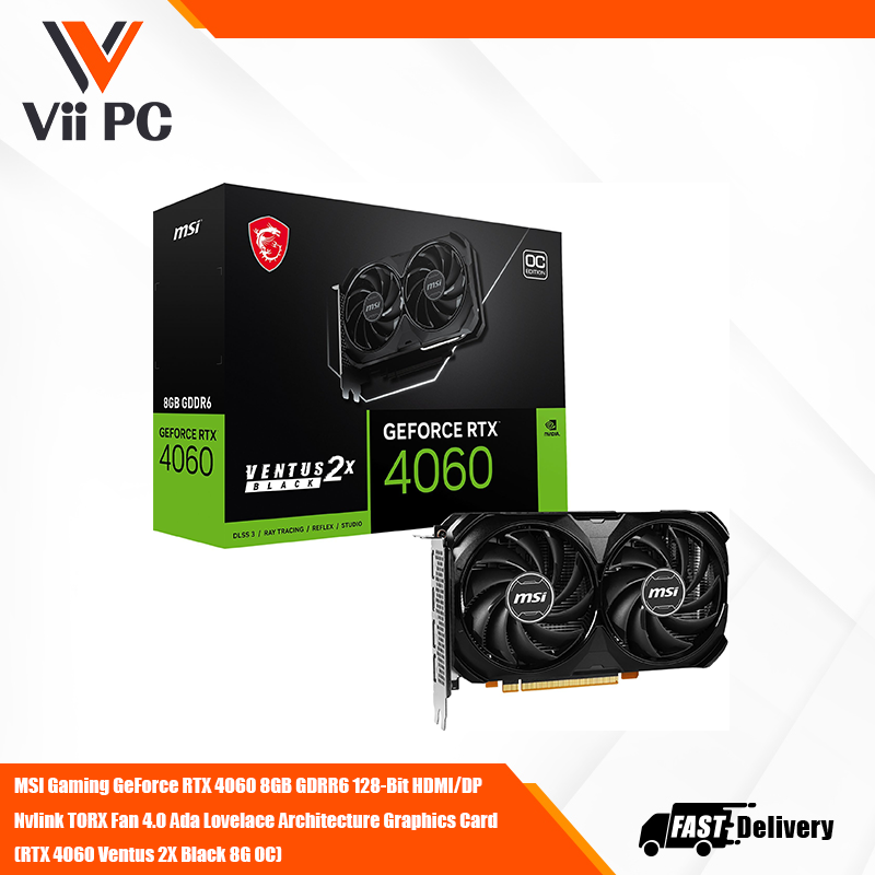 MSI Gaming GeForce RTX 4060 Ventus 2X Black OC 8GB GDRR6 Graphics Card