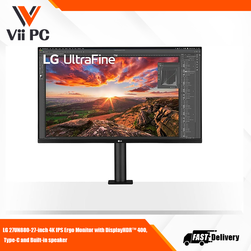 LG 27UN880-27-inch 4K IPS Ergo Monitor with DisplayHDR™ 400, Type-C and Built-in speaker