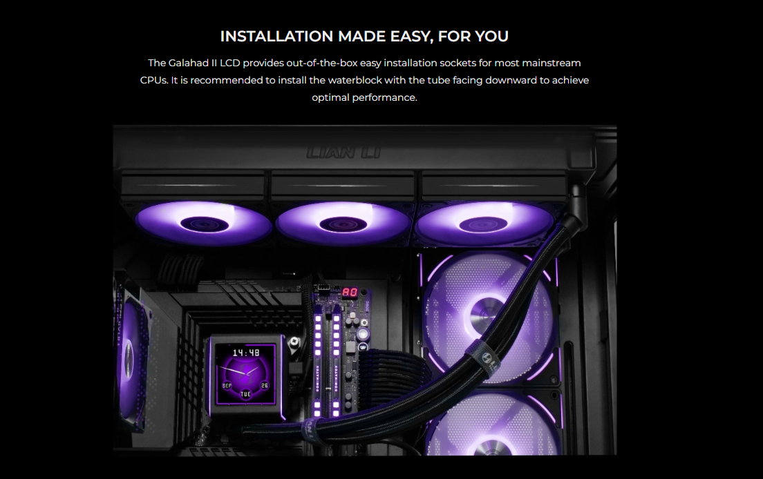 Lian Li Galahad II LCD AIO 360 SL INF ARGB CPU Liquid Cooler (Black/White)