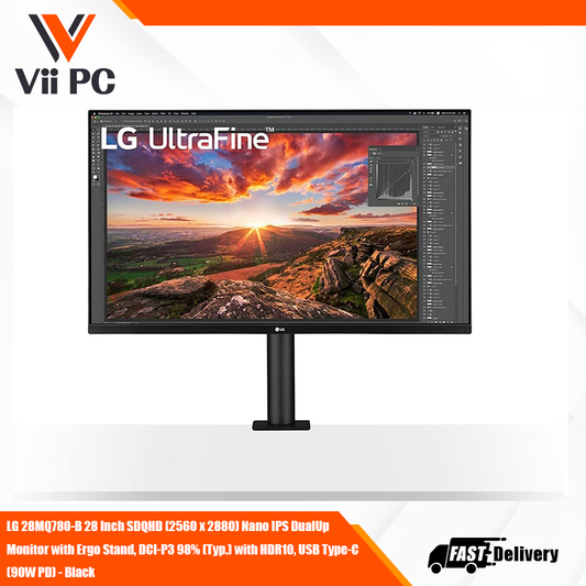 LG 28MQ780-B 28 Inch SDQHD (2560 x 2880) Nano IPS DualUp Monitor with Ergo Stand, DCI-P3 98% (Typ.) with HDR10, USB Type-C (90W PD) - Black