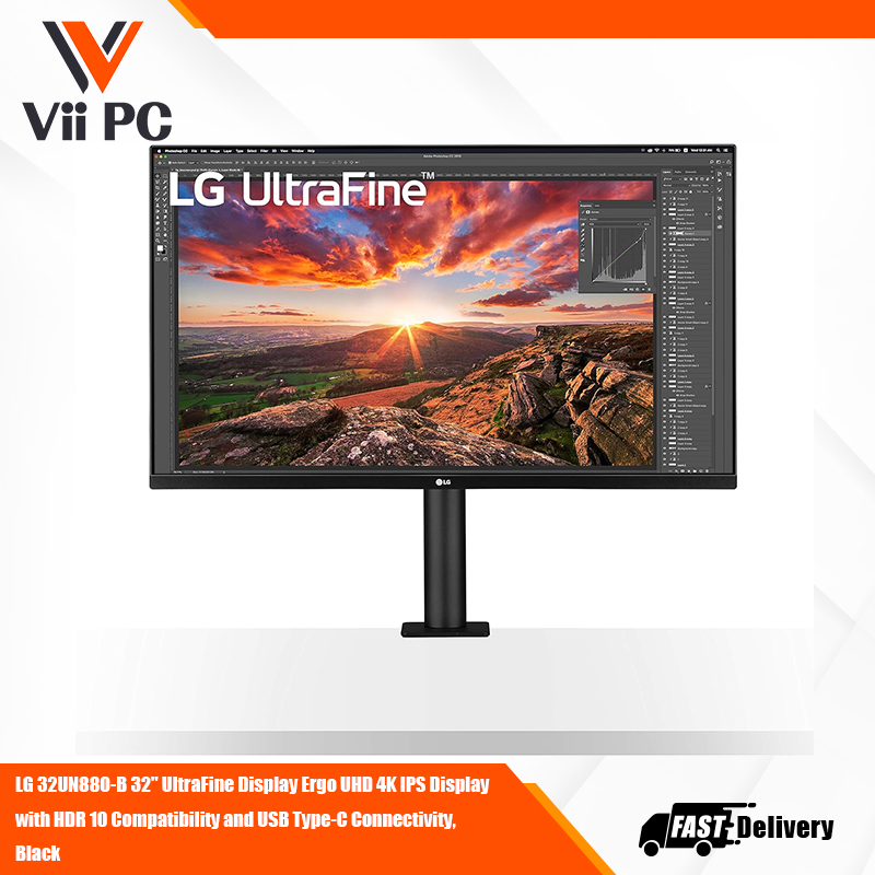 LG 32UN880-B 32" UltraFine Display Ergo UHD 4K IPS Display with HDR 10 Compatibility and USB Type-C Connectivity, Black
