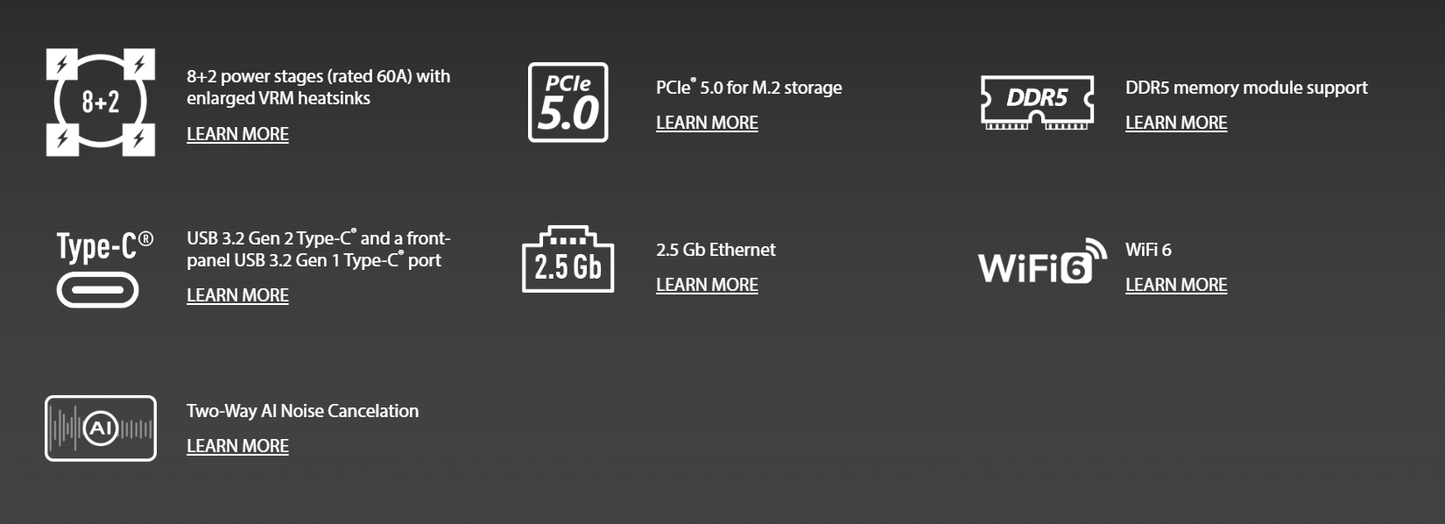 ASUS TUF GAMING B650M-E WIFI AMD Socket AM5 4 x DIMM slots DDR5 Wi-Fi 6 M-ATX GAMING MOTHERBOARD