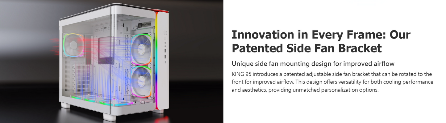 Montech KING 95 WHITE Tempered Glass ATX Middle Tower Case (Dynamic Duo Airflow Modes)