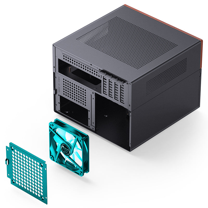 JONSBO N4 ITX/M-ATX BLACK Walnut Wood NAS MINI Chassis Case - MATX MB support, 2.5"SSD*2/3.5"HDD*6(4 hot-swap,2 non hot-swap), 8-Drive Bay, USB 3.2 Gen2 Type-C, 1x120mm Fan built-in