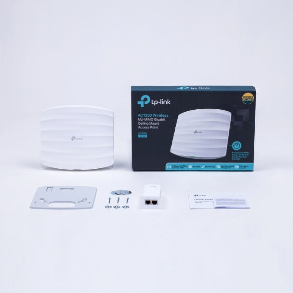 TP-LINK EAP225 AC1350 Wireless MU-MIMO Gigabit Dual Band Ceiling Mount Access Point Cloud Access, Omada Mesh and Omada App, Seamless Roaming, PoE Supported