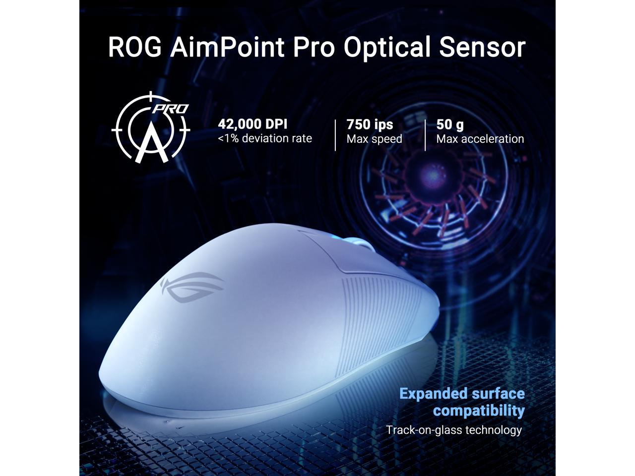 ASUS ROG Keris II Ace Wireless Gaming Mouse - 54 g, ROG AimPoint Pro 42000 DPI, AURA Sync, Tri-mode Connectivity