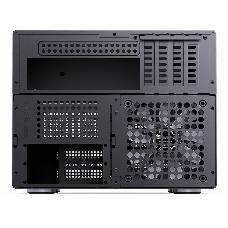 JONSBO N4 ITX/M-ATX BLACK Walnut Wood NAS MINI Chassis Case - MATX MB support, 2.5"SSD*2/3.5"HDD*6(4 hot-swap,2 non hot-swap), 8-Drive Bay, USB 3.2 Gen2 Type-C, 1x120mm Fan built-in