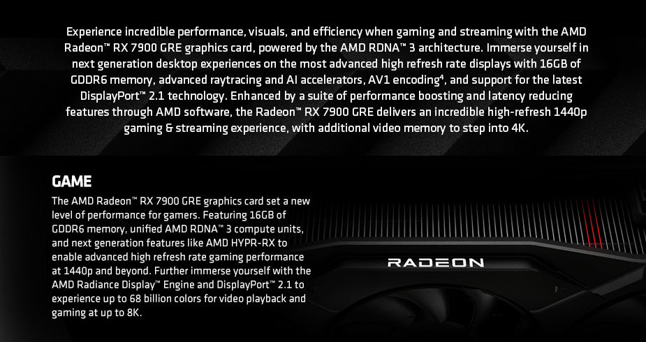 SAPPHIRE NITRO+ AMD Radeon RX 7900 GRE 16GB GDDR6 Graphics Card