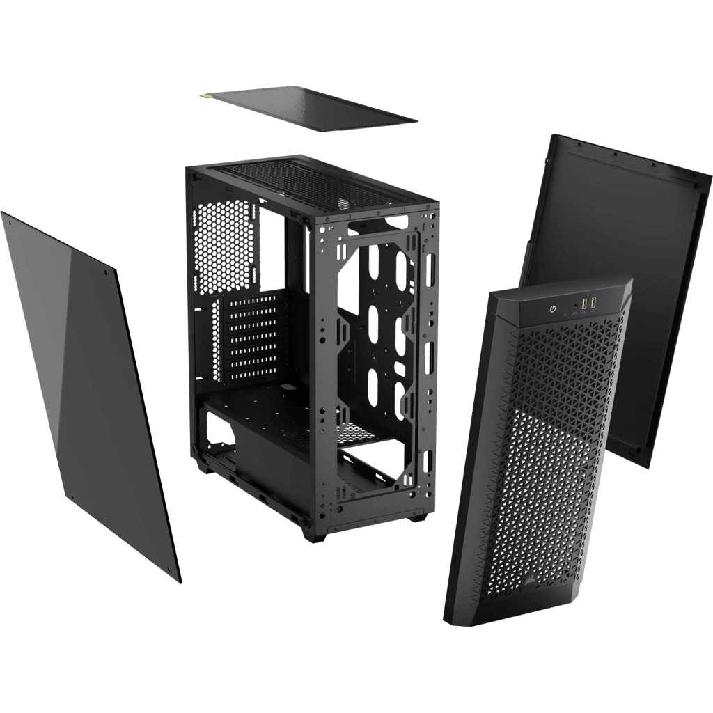 CORSAIR 480T Airflow Tempered Glass Mid-Tower ATX Black Case - 360mm radiator, 2.5" Drive Bays x2, 3.5" Drive Bays x2, 2yrs Wty