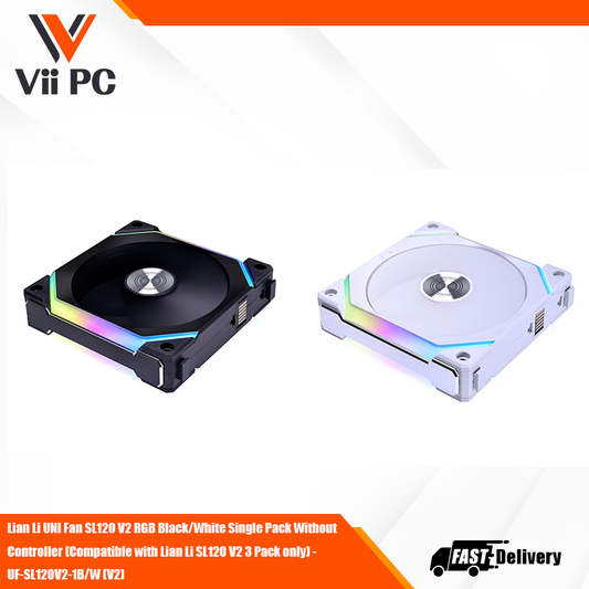 LIAN LI UNI FAN SL120 V2 RGB Black/White Single Pack Without Controller (Compatible with Lian Li SL120 V2 3 Pack only) - UF-SL120V2-1B/W (V2)