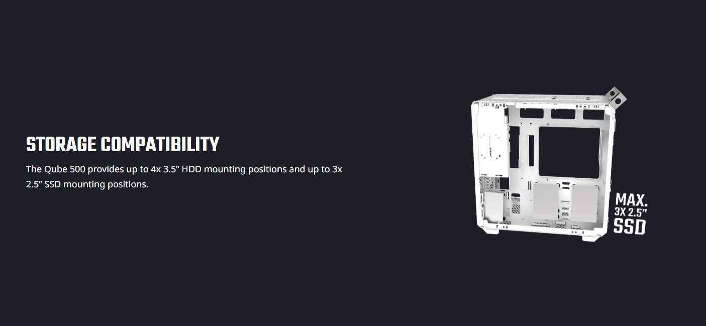 COOLER MASTER QUBE 500 FLATPACK QUBE Series ATX MID TOWER BLACK & WHITE EDITION CASE