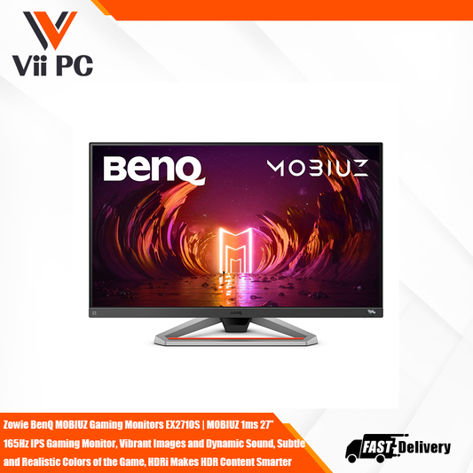 BenQ MOBIUZ Gaming Monitors EX2710S | MOBIUZ 1ms 27" 165Hz IPS Gaming Monitor, Vibrant Images and Dynamic Sound, Subtle and Realistic Colors of the Game, HDRi Makes HDR Content Smarter