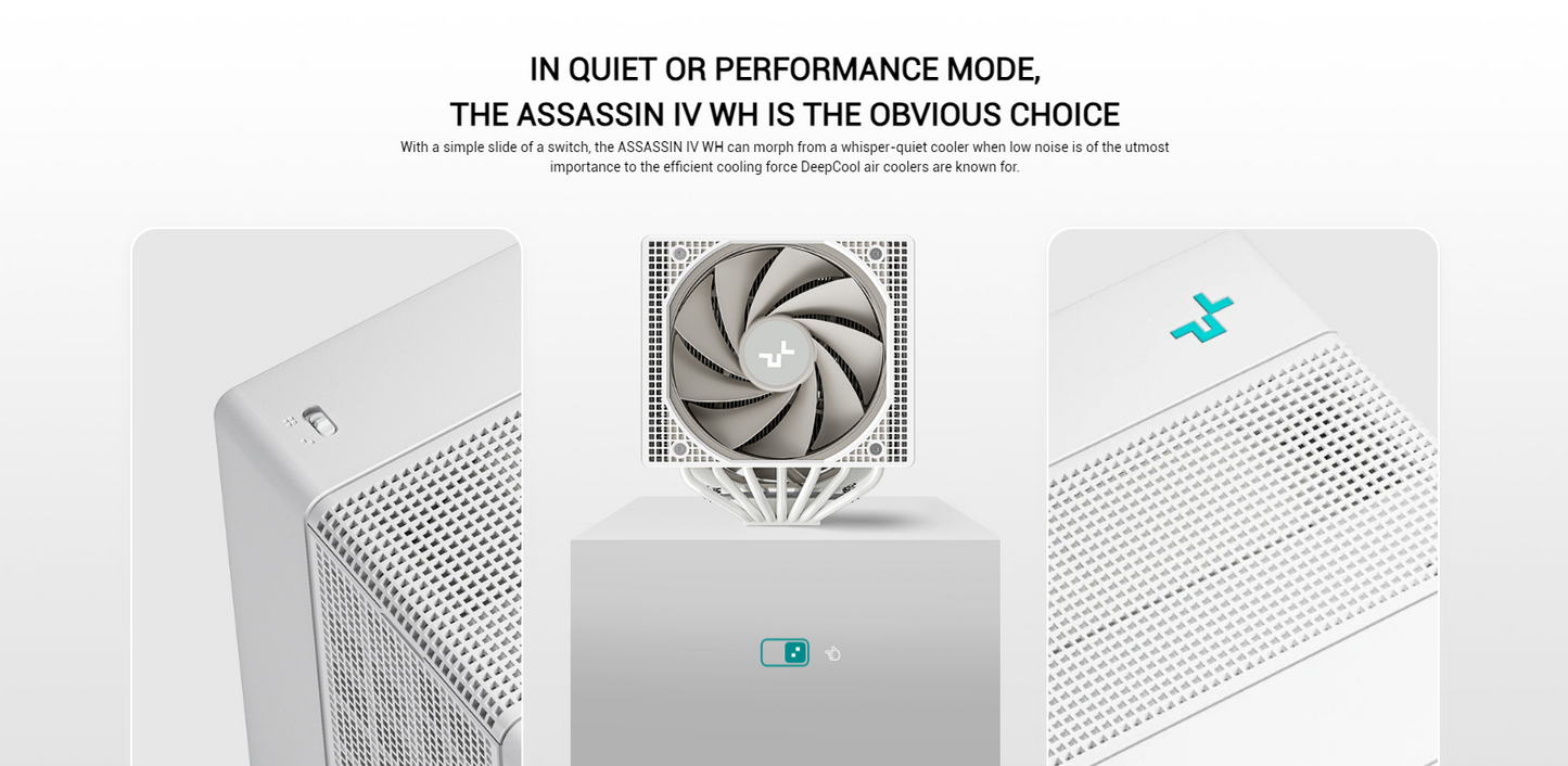 DeepCool ASSASSIN IV Premium CPU Air Cooler, Dual-Tower, 120/140mm FDB Fan Configuration, 7 Copper Heat Pipes, Quiet/Peformance Mode Switch