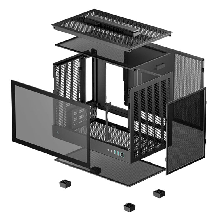DeepCool CH160 Ultra-Portable Tempered Glass Full-Sized Air Cooler Support Mini-ITX CASING, BLACK/WHITE