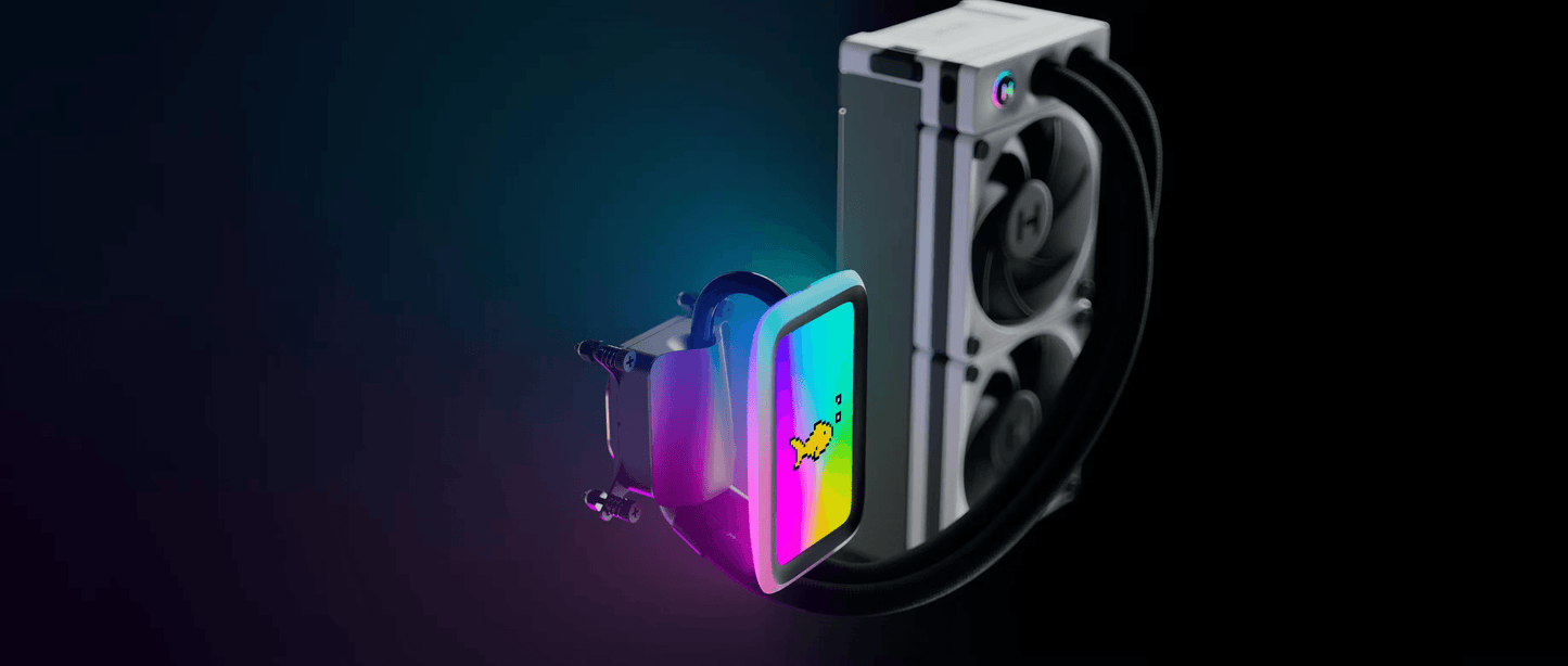 HYTE THICC Q60 Digital All-In-One CPU Liquid Cooler with 5” Ultraslim IPS Display, 32mm THICC FP12 Fans - Powered by Nexus Link